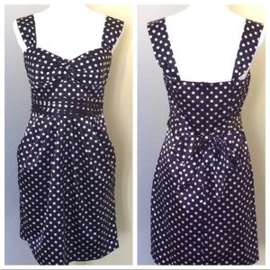Teeze Me Pinup Style Polka Dot Satin Pocket Dress